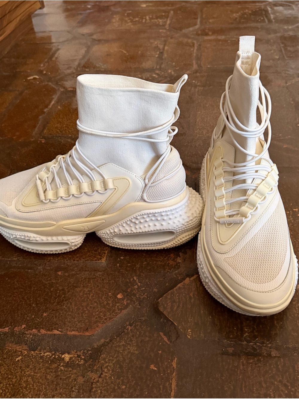 Men’s Balmain Mesh and Knit B-Bold High-Top Runner Sneakers